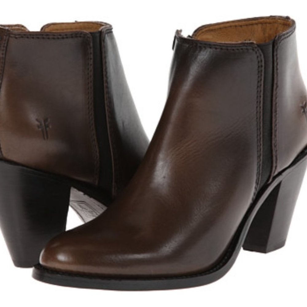 Frye Women Size 8 Mustang Gore Shootie Ankle Boot Bootie Zipper Heeled Brown